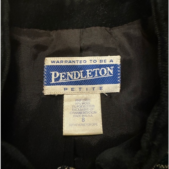 Vintage Pendleton Tartan Plaid & Velvet Wool Blazer Suit Jacket Size 8 - Picture 4 of 5